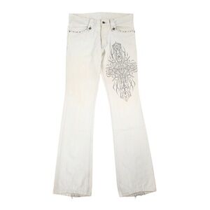 5351 pour les hommes white flared jeans with cross embroidery (Japan)